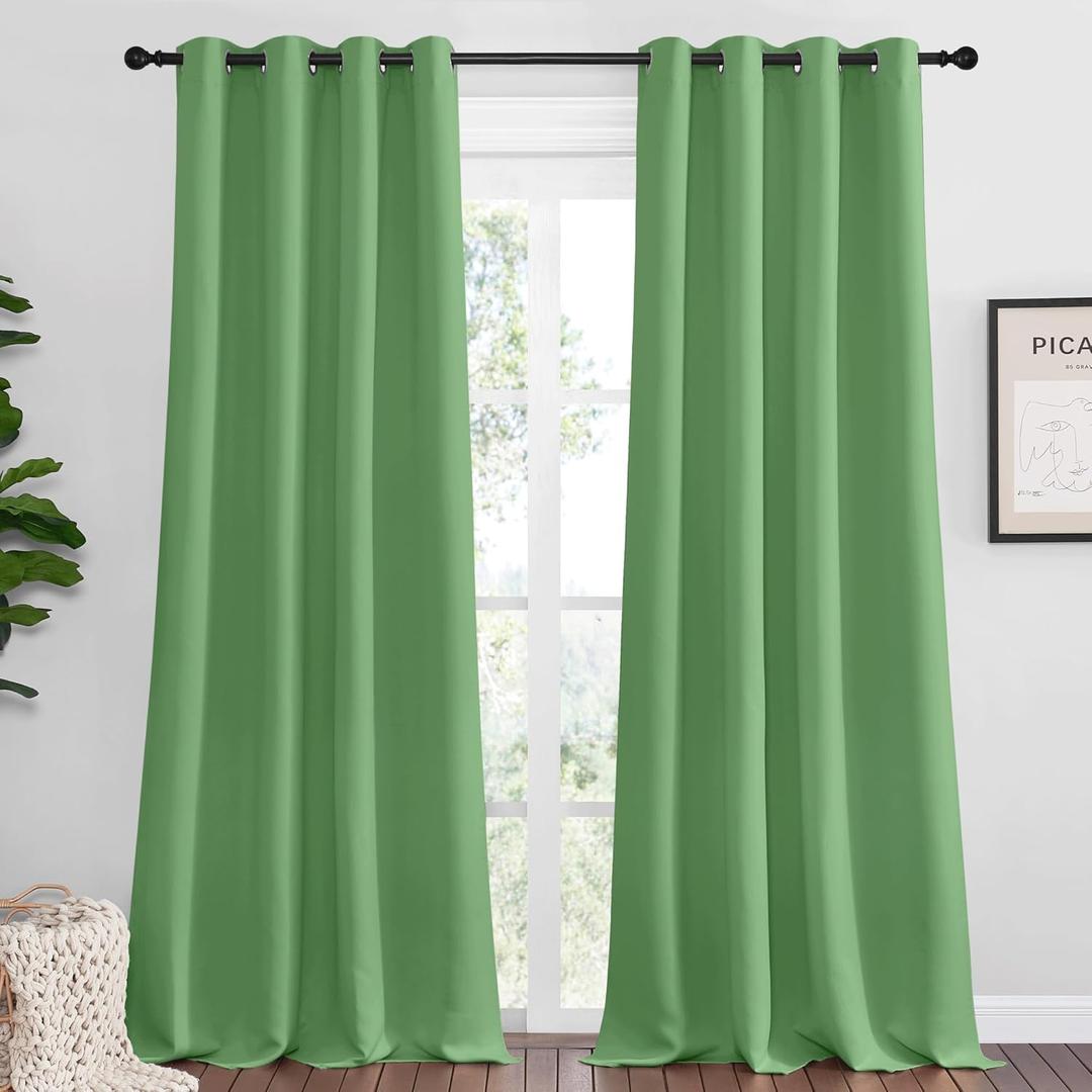 NICETOWN Froest Green Blackout Curtains 96 inches Length for Living Room, 2 Panels, 55" Wide, Thermal Insulated Long Drapes for Large Window