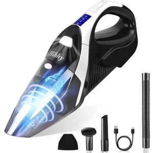 Hihhy Handheld Vacuum Cordless, Car Vacuum with 9 Kpa Strong Suction, Wireless Hand held Car Vacuum Cleaner with LED Light and USB-C Charging, Mini Vacuum for Carpet, Pet Hair, Office, Car and Home