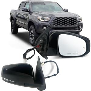 Right Passenger side Mirror Fits 2016-2022 Toyota Tacoma With Power Glass, Heated, Turn Signal, Blind Spot Detection and Manual Folding Match to Midnight Black Metallic Replace TO1320350 (8Pins)