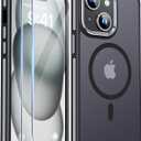 JAME for iPhone 15 Case, iPhone 15 Phone Case with 2 Tempered-Glass Screen Protectors [Compatible with Magsafe][Military-Grade Protection] Shockproof Slim Fit Phone Case for iPhone 15 Case, Black