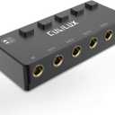 Cubilux 5-Way 6.35mm Stereo Audio Splitter with Switch, Passive Multi 1/4 AUX Distributor, Quarter Inch TRS Splitter Box/HUB for Instrument Cable, Headphones, Speaker, Guitar, Keyboard, Pedal (Black, Switcher Control)