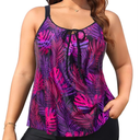 Women Plus Size Tankini Swimsuit - 2 Piece Flowy Plus Size Bathing Suits and Shorts with Pockets 2025 Extra Large, Purple Leaf 