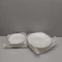 Lullaby 60PCS Pearl White Scalloped Plastic Plates with Gold Rim, Disposable Elegant Plates Include 30pcs Dinner Plate 10.25", 30pcs Dessert Plate 7.5", Perfect for Daily Use, Wedding and Party