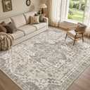 UERMEI 8x10 Area Rug for Living Room Washable Vintage Non Slip Beige Carpet