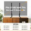 TAVR Universal Table Top TV Stand Mount for 27 30 32 37 40 43 47 50 55 60 65 Inch LCD LED Flat/Curved Screen TVs, Height Adjustable TV Legs, Strong TV Base Holds up to 88 lbs, Max VESA 800x500mm