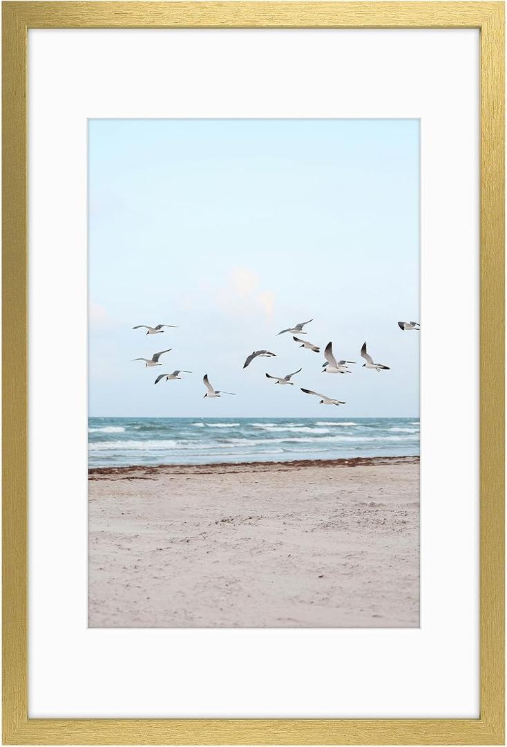 Frametory, 16x24 Frames Display 12x18 Picture with Mat or 16x24 Photo Without Mat, Shatter-Resistant Glass, Pre-Installed Wall Mounting Hardware - Gold