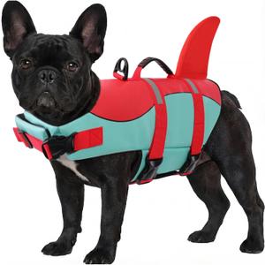 ASENKU Dog Life Jacket - Pet Safety Vest for Swimming & Boating, Shark Life Jacket with Floatation, Dog Lifesavers Swimsuits for Small Medium Large Dogs (RedGreen, M)