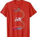 3rd Birthday Train Railroad Themed Fun 3 Years Old Boy Train T-Shirt (Red, 3T)