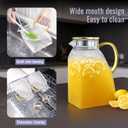 Glass Pitcher With Lid and Spout, 1.8 Liter 60 oz Glass Pitchers With Handle And Lid, Jug Water Pitchers For Fridge, Carafe Jar for Hot/Cold Water Iced Tea Juice Coffee Milk Beverage