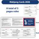 Mahjong Cards 2026, 4 PCS Mah Jongg Cards Large Print, Easy to Read Mah Jong Rule Guide Mahjong Accessories and Gifts for Women Man Mahjong Beginners