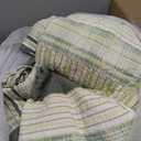 Homzard Queen Quilt - Cotton Comforter Set Queen Size, Green Yellow Striped Quilt Set,Olive Green Plaid Quilted Bedspread, Lightweight Bedding Comforter 3 Pieces All Season
