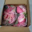 BLOSMON Peony Artificial Flowers Ball: 2pc 9.5 Inch Hot Pink Floral Arrangement for Centerpieces - Easy to Use Wedding Dinning Table Decoration - Fake Silk Peony Kissing Ball Home Party Decor