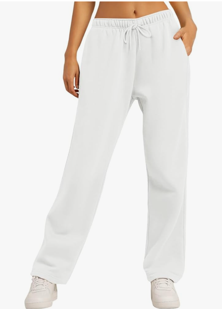 AUTOMET Women's Wide Leg Sweatpants Fleece Lined Baggy Straight Leg Lounge Pants Fall Outfits Athletic Joggers with Pockets, S