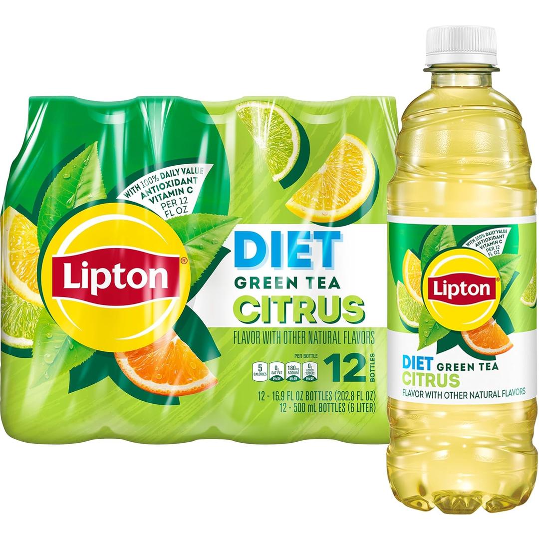 Lipton Diet Green Tea Citrus, 16.9 Fl Oz Bottles (Pack of 12), Best By: OCT 13 2025