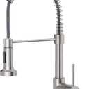 Kitchen Faucet with Pull Down Sprayer Industrial 1 Handle 1 Hole Or 3 Hole Faucet for Farmhouse Camper Laundry Utility Rv Wet Bar Sinks Stainless Steel Brushed Nickel