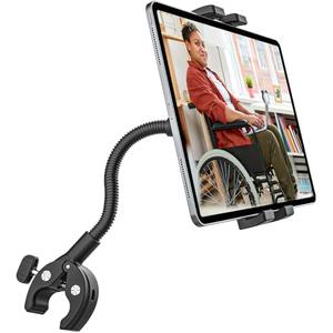 GDZN Wheelchair & Electric Wheelchairs Tablet Holder for Wheelchairs Pole 0.5"–2.1" in Diameter, 360° Adjustable iPad Clamp Fits 4.7"–15.6" Tablets, Gooseneck Aluminum Arm, Foldable Design, Anti-Slip