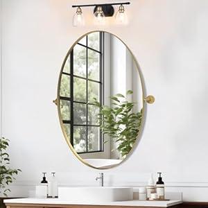 NXHOME Oval Mirrors for Bathroom 24x36 Inch Adjustable Tilting Pivot Design, Shatter-Resistant Glass Mirror for Vanity/ Over Sink - Sleek Black Metal Frame, Space-Saving & Easy Wall Mount