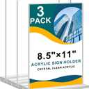 8.5x11 Acrylic Sign Holder 3 Pack Vertical Clear Table Menu Signs Holder,