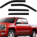 Rain Guards Compatible with Chevrolet Silverado 1500 Crew Cab 2014 2015 2016 2017 2018 Durable Tape-on Side Window Deflector Wind Deflectors GMC Sierra 1500 2014-2018 Rain Guard Black 4 PCS