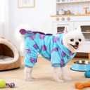Dinosaur Pet Costume Hooded Jumpsuit for Small Dogs Cats, Soft Flannel Warm Four-Legged Clothing with Leash Hole, Funny Cosplay Outfit for Easter Halloween Christmas (Small, Dinosaur)