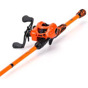 Sougayilang Baitcast & Spinning Reel and Fishing Rod Combo, IM7 Graphite 2Pc Blank Rods,EVA Handle & S Style Hook Keeper (6'10''-Medium)