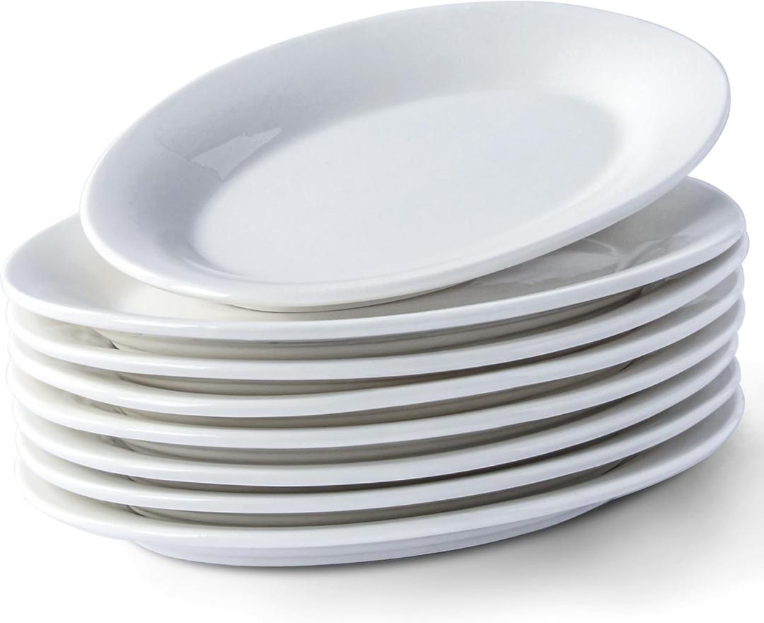 8 Inch Ceramic Appetizer Plates Oval, Porcelain Dessert Plates, Small Salad Plates Set, Small White Serving Plates for Salad, Appetizer, Snack, Sushi, Microwave, Dishwasher Safe, Set of 8 8 Inch Ceramic Appetizer Plates Oval, Porcelain Dessert Plates, Small Salad Plates Set, Small White Serving Plates for Salad, Appetizer, Snack, Sushi, Microwave, Dishwasher Safe, Set of 8
