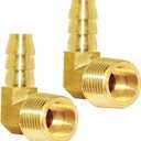 Joywayus Brass Hose Fitting,90 Degree Elbow,3/8" Barb x 3/8" NPT Male Pipe Water/Fuel/Air (Pack of 2)