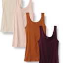 Amazon Essentials Women's Slim-Fit Cotton Modal Rib Tank, Pack of 4