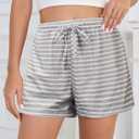 VENTELAN Women Pajama Shorts Soft Drawstring Waist Lounge Bottom Casual Summer Pj Short Pants Trendy Printed Sleep Shorts (M)