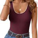 Imily Bela Womens Rib Knitted Tank Tops Crew Neck Summer Tops Sleeveless Going Out Camis Casual Loose Fit 2025 (Pink)