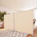 Rantila 2 Large Panels Room Divider,Portable Office Divider,Convenient Movable,Folding Partition Privacy Screen for Bedroom,Dining Room, Study,142" W x 71" H,Beige