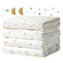 Momcozy Muslin Swaddle Blankets, 4-Pack Breathable and Skin-Friendly Receiving Blankets, Best Wishes Swaddle Blanket Shower Gifts & Baby Registry Essentials, Large 47"x47", Stellar Orbit
