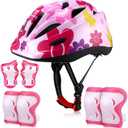 Relaxweex 7 Pcs Kids Helmet Adjustable for Kids Ages 3-8 Years Old Girls Boys Toddler Helmet with Protective Sports Gear Set Knee and Elbow Pads Wrist Guards Protect Set