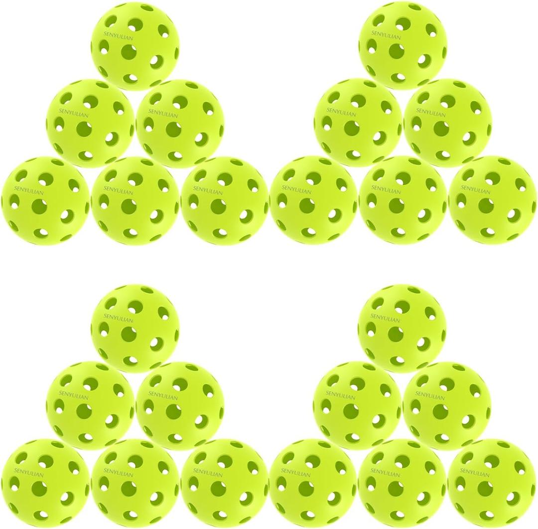 Pro-Grade 40-Hole Outdoor Pickleball Balls - Pro-Player Tested with Wind-Resistant Design, Built for Durability & Precision for Competitive Play (24, Green)
