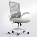 Office Chair for Long Hours & Back Pain Relief  4" Thick Molded Foam Cushion, Padded Lumbar Support and Flip-up Armrests, Ideal for Office or Study, Light Gray