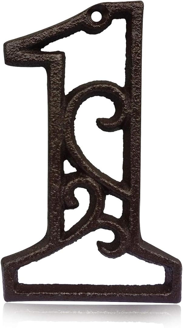 4.6 Inch Cast Iron Number, Premium Hollow Out Decorative Numbers for House Garden Bar, Number 1