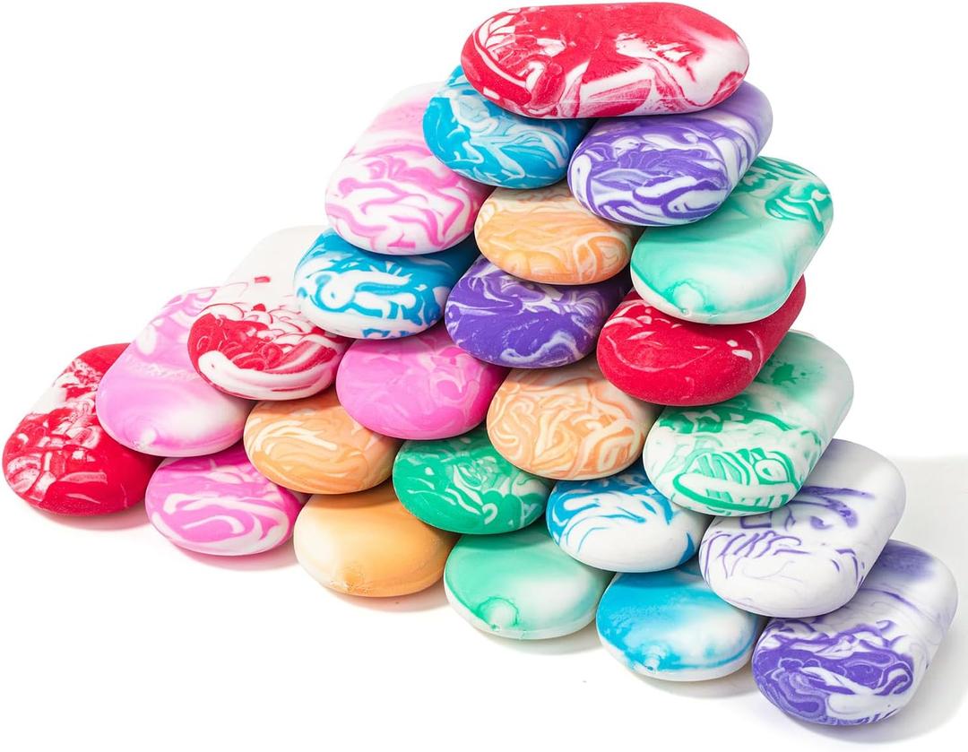 Mr. Pen- Erasers, 24 Pack, Vibrant Colors, Marble Pencil Eraser, Cute Eraser for Kids, Big Erasers for Pencils