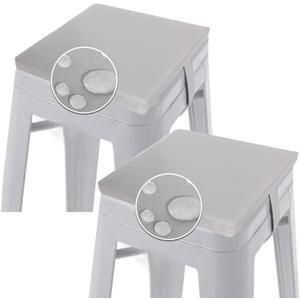 GUEGLSA Indoor Outdoor Bar Stool Cushions 12x12 Inch, Non Slip Square Seat Pad with Straps, Waterproof Fade Resistant Small Metal Chair Cushion Set of 2,Cushion Only, (Grey)