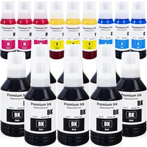 Ink Refill Bottles (BK C M Y) 17 Bottles for Ecotank ET-2700 2750 2760 2850 ET-3700 ET-3710 ET-3750 ET-3760 3800 3830 3843 3850 4750 4760 4850 15000 ST-4000 ST-2000 ST-3000 Printer