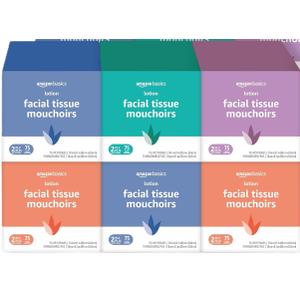 Amazon Basics Facial Tissue with Lotion, 2-Ply, 450 Count, Pack of 6