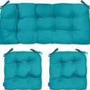 3 Piece Tufted Wicker Cushions for Patio Furniture, Outdoor Wicker Chair Cushions with Ties, Water-Repellent Wicker Furniture Cushions, 1 Loveseat and 2 U-Shaped Cushion Set (Aqua Green)