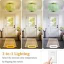 15 Inch Milk Glass Pendant Light, Vintage Light Fixture with 3CCT LED Bulbs | Brass Semi Flush Mount Ceiling Light,Farmhouse Style for Kitchen,Hallway,Bedroom,Dining Room