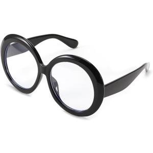FEISEDY Oversized Blue Light Blocking Glasses Women Men Retro Big Round Frame Eyewear Clear Lens Computer Glasses B2997 (001 - Black)