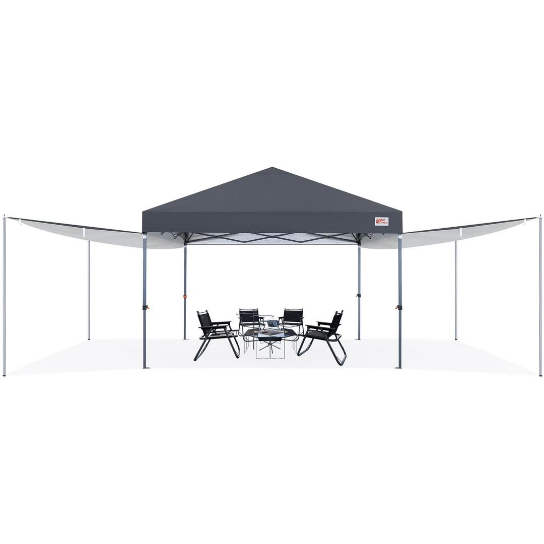 MASTERCANOPY 10' x 10' Easy Pop-up Canopy Tent Outdoor Shade with 2 Detachable Shelters, Dark Gray