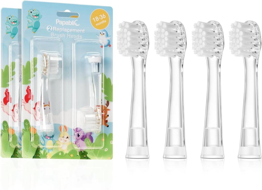 Papablic Replacement Toothbrush Heads - 4 Count | Compatible BabyHandy & Toddler Sonic Electric Toothbrushes (18-36 Months) Papablic Replacement Toothbrush Heads - 4 Count | Compatible BabyHandy & Toddler Sonic Electric Toothbrushes (18-36 Months)