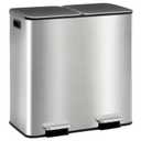 DUMOS 2 x 10.5 Gallon Kitchen Trash Can with Lid, Stainless Steel Garbage Can with Soft-Close Lid & Removable Inner Buckets, Dual Compartment Step-on Waste Bins for Kitchen, Home Office