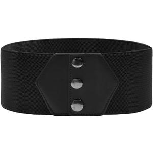 GRACE KARIN Women's Snap-Button Corset Belt Wide Elastic Belts for Dress Stretchy Waistband (X-Large, Black)
