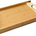 Bamboo Serving Tray Rectangle Platter Breakfast Dinner Food Bed Tray for Eating Kitchen Restaurants (1, 15" x 10.2" x 1.2" (with Handle))