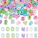 Cheriswelry 100Pcs Acrylic Letter Beads Bracelet Bead Colorful Alphabet A-Z Plastic Loose Spacer Beads 20x14mm for DIY Necklace Keychain Lanyard Making Craft Hole: 3.5mm