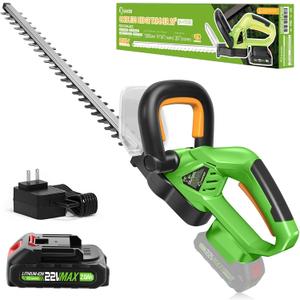 Saker Cordless Hedge Trimmer, 20” 22V Electric Bush Trimmer Handheld Shrub Trimmer, Lightweight Hedge Clippers with Dual-Action Blades, 9/16" Cutting Capacity, 1 Battery and Charger Included